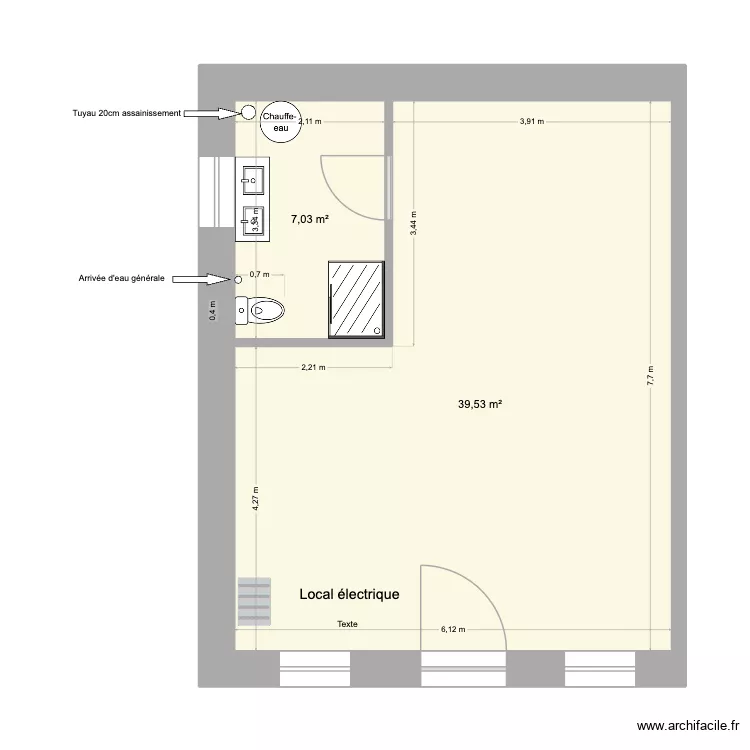 piece elec et Eau option 2. Plan de 2 et 47 m² piece elec et Eau option 2. Plan de 2 et 47 m²