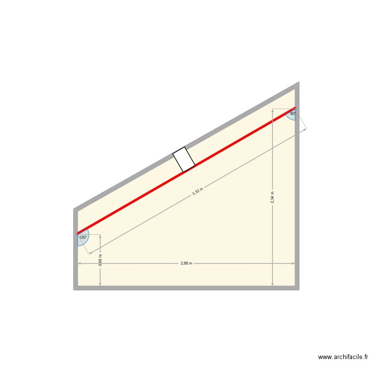 SDB Vuillemin. Plan de 2 pièces et 5 m2