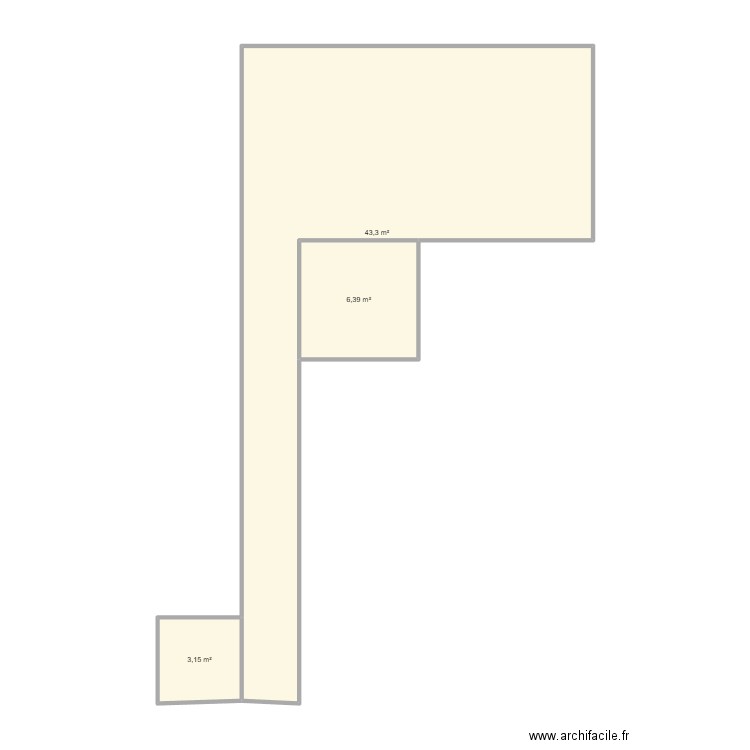 terrasse. Plan de 3 pièces et 53 m2