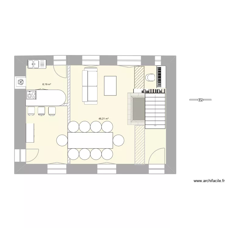 Tannières - Projet N°1b. Plan de 2 et 52 m² Tannières - Projet N°1b. Plan de 2 et 52 m²