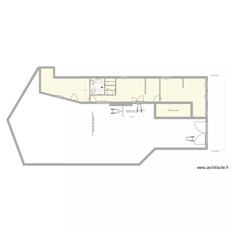MONNEVILLE AVANT TRAVAUX. Plan de 6  et 79 m²