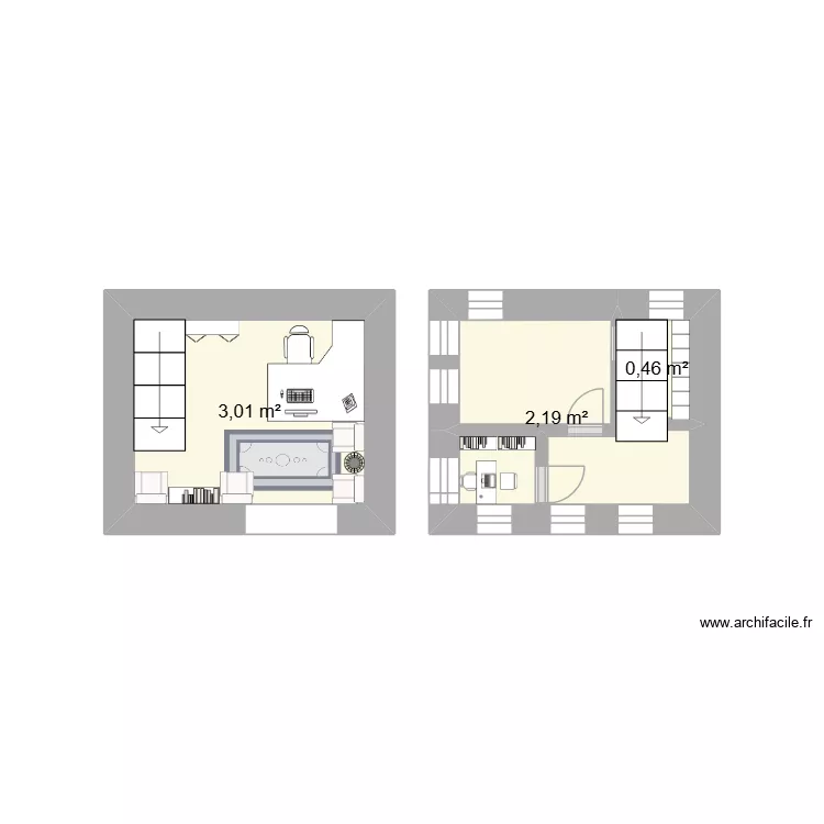 banque black clover. Plan de 3 pièces et 6 m²