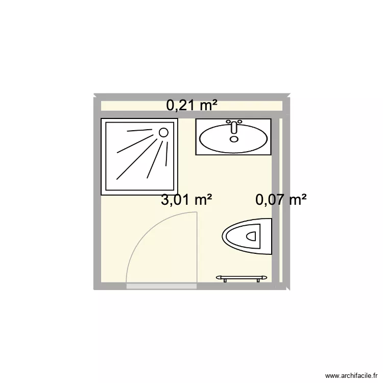 MAURICE BARRES SDB. Plan de 3  et 3 m²