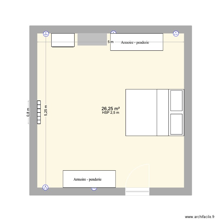 Chambre V1. Plan de 1 pièce et 26 m2