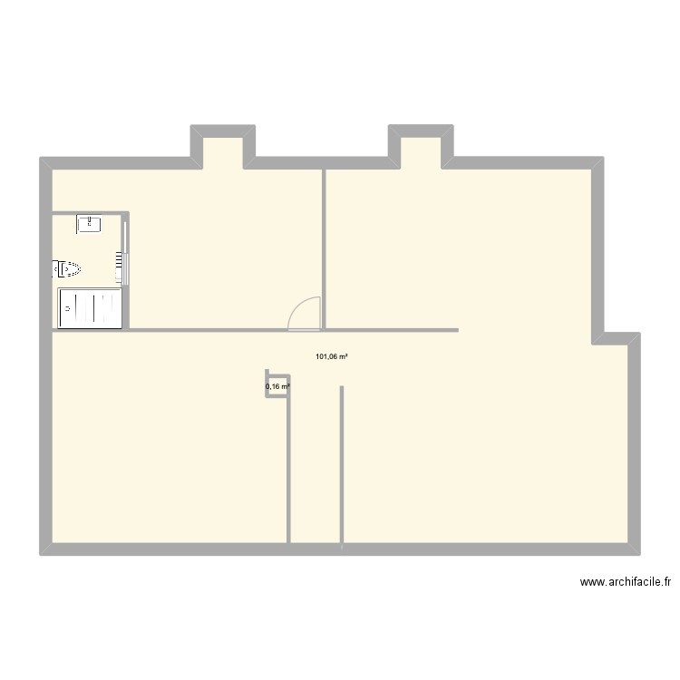 2ème étage Moux. Plan de 2 pièces et 102 m2