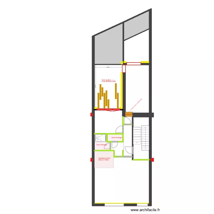BAUCQ 77 2e étage TERRASSE - Bois -. Plan de 8 et 62 m² BAUCQ 77 2e étage TERRASSE - Bois -. Plan de 8 et 62 m²