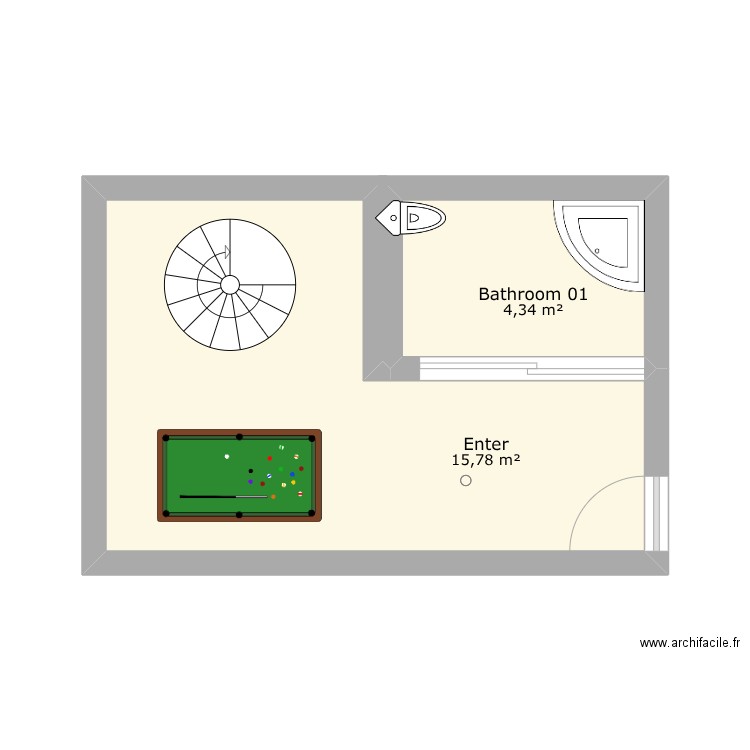 EAL. Plan de 2 pièces et 20 m2