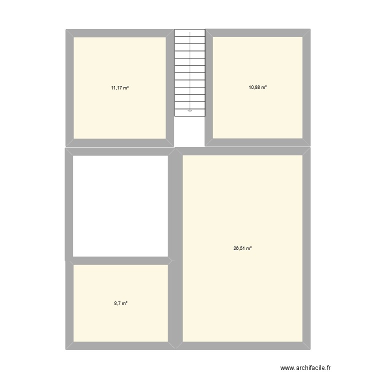 cave. Plan de 4 pièces et 57 m2