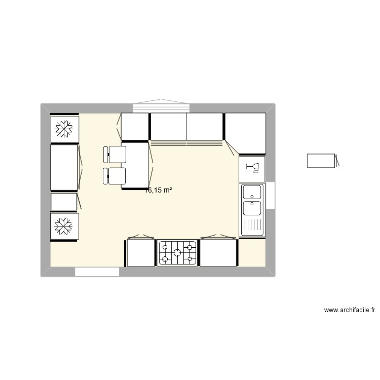 Cuisine Maison . Plan de 1 pièce et 13 m2