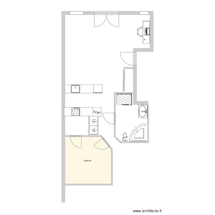 Chez Nicolas - existant. Plan de 1 pièce et 13 m2