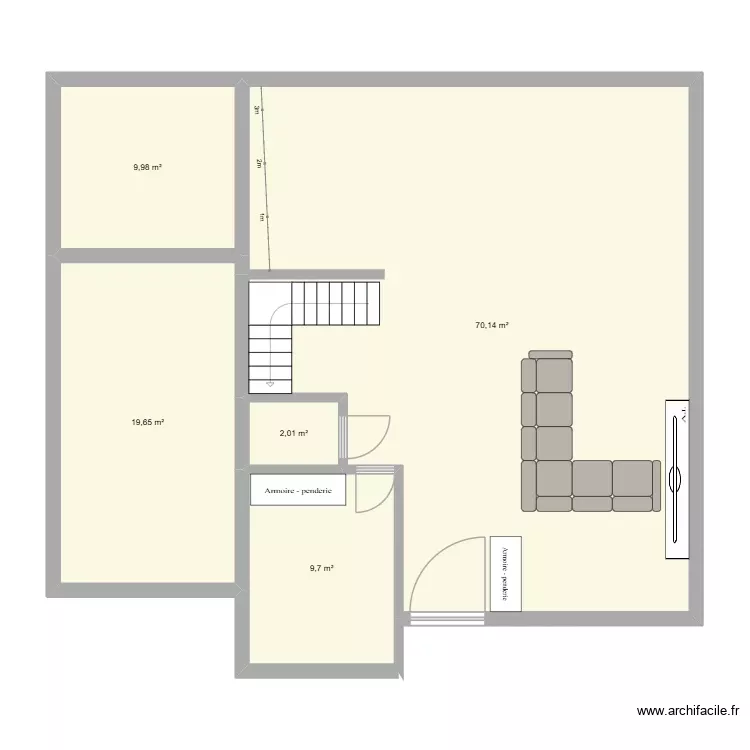 essai 12 10 26 - chambre &agrave; gauche escalier gauche. Plan de 5 Pièces et 111 m²