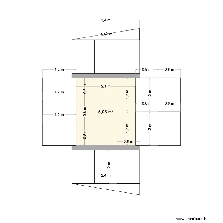 JJJ. Plan de 1 pièce et 5 m2