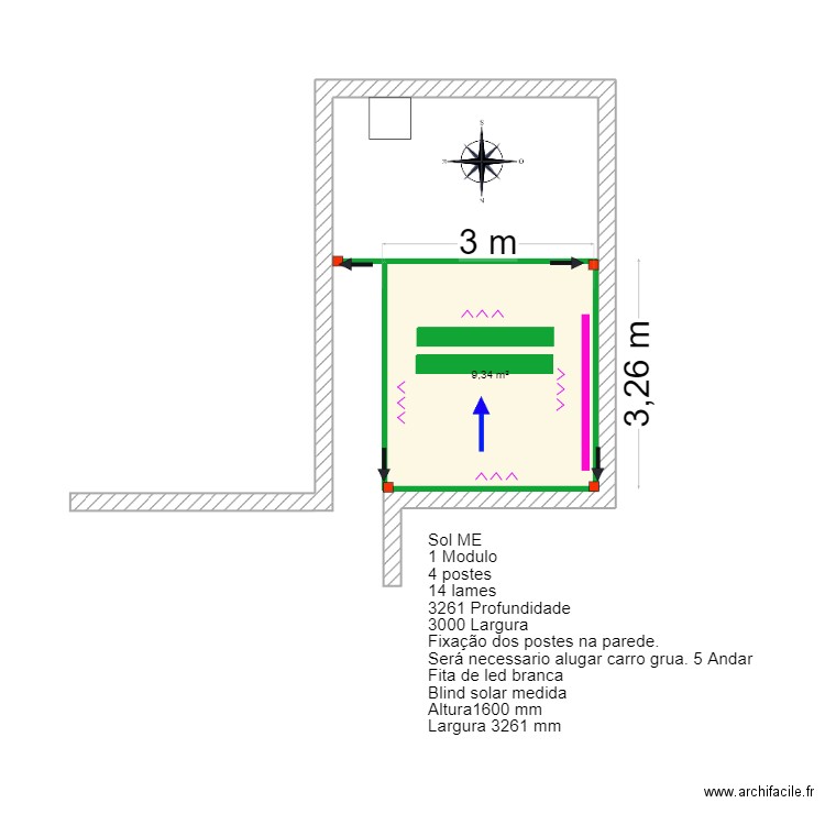 John Loughnane- Tavira. Plan de 1 pièce et 9 m2