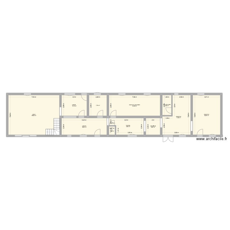 Luplanté. Plan de 11 pièces et 148 m2