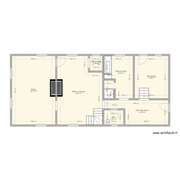 Plan fermette rez avec cotes. Plan de 