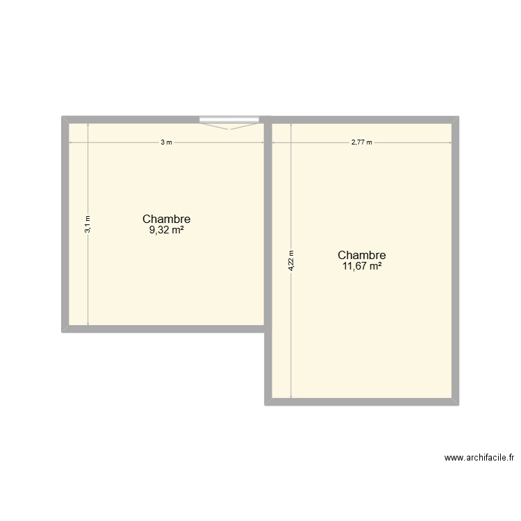 apart ALP. Plan de 2 pièces et 21 m2