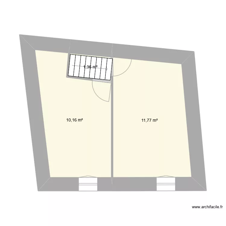 Borne etage. Plan de 3  et 23 m²