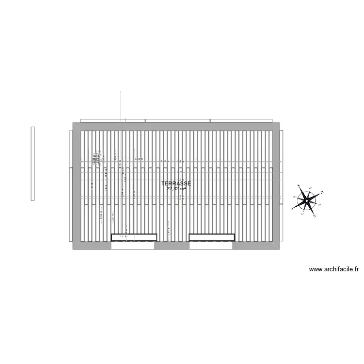 TERRASSE NIVEAU PLATELAGE 360 cm X 630 cm COMPOSITE. Plan de 1 Pièce et 22 m²