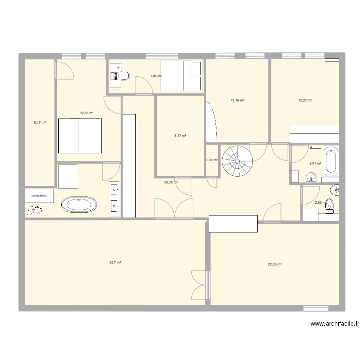 Chardon Lagache v2. Plan de 12 pièces et 158 m2