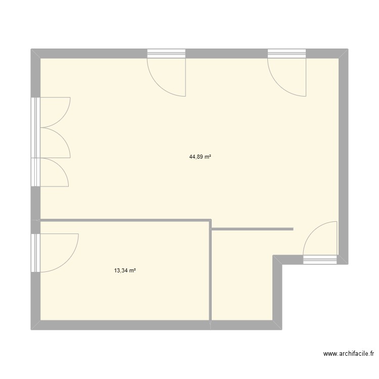 azuria juin. Plan de 2 pièces et 58 m2