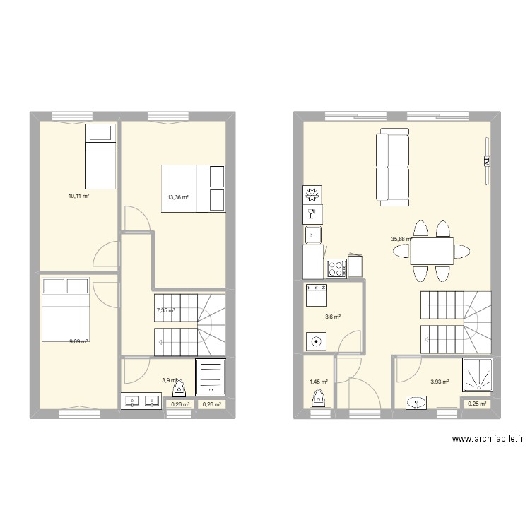 loisans 3. Plan de 12 pièces et 89 m2
