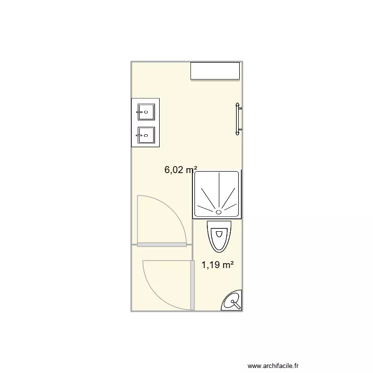 salle de bains wc. Plan de 2 pièces et 7 m² salle de bains wc. Plan de 2 pièces et 7 m²