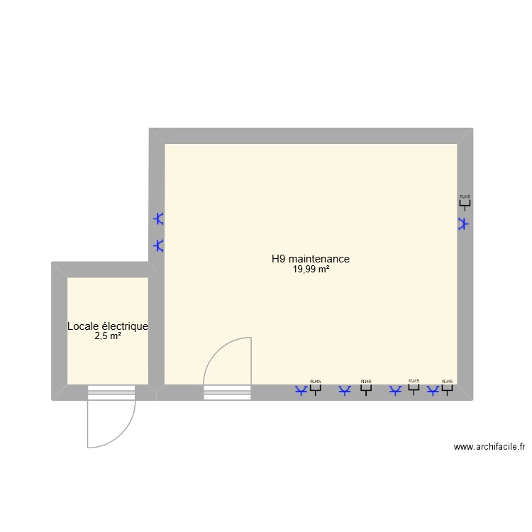 projet bac. Plan de 2 pièces et 22 m2