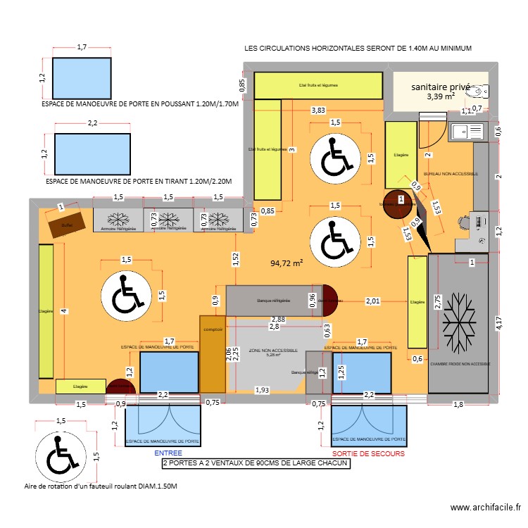 ESPACE DE MANOEUVRE. Plan de 2 pièces et 98 m2