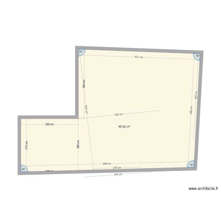 psp  appart 2. Plan de 1 pièce et 45 m2