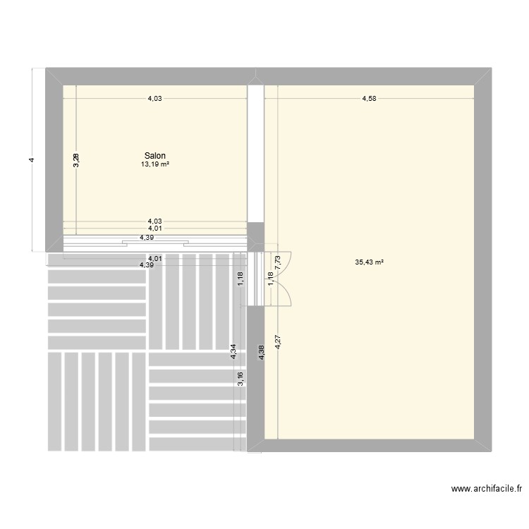MACE. Plan de 2 pièces et 49 m2