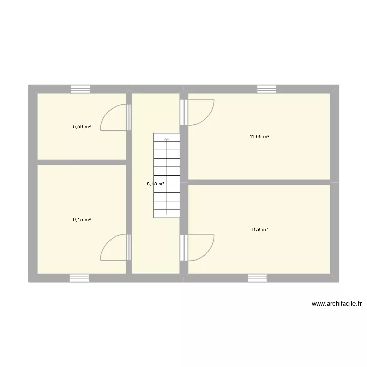 etage. Plan de 5  et 46 m²
