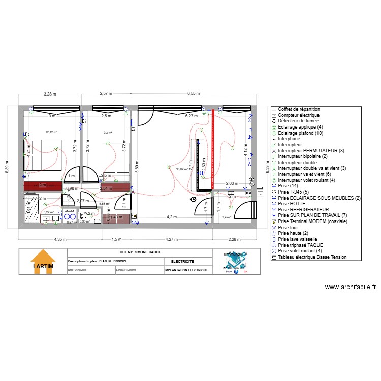 SIMONE CACCI  PLAN DE  PRINCIPE ELEC. Plan de 8 pièces et 68 m2