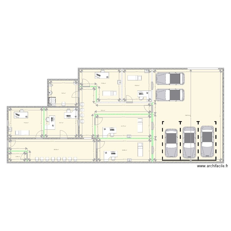 PROJET 262 VERSION 2. Plan de 11 pièces et 285 m2