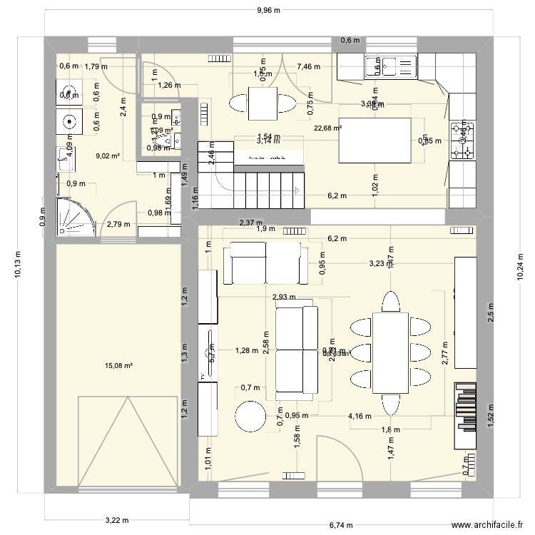 Rez Projeté Laly. Plan de 5 pièces et 83 m2
