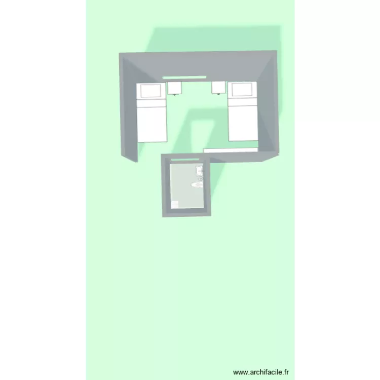 Quarto solteiro. Plan de 1  et 1 m²