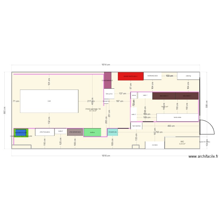 imola garage v8. Plan de 3 pièces et 105 m2