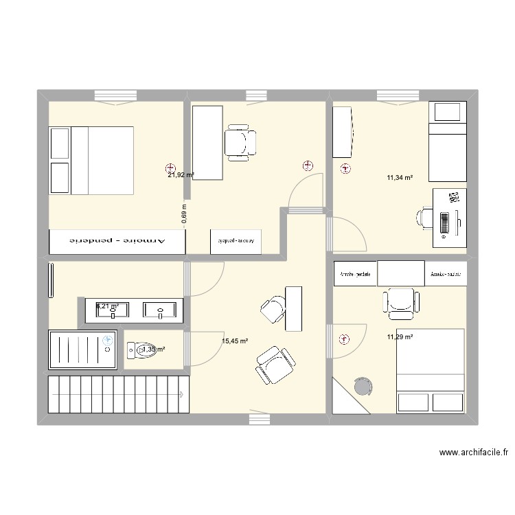 Espérance LB aout25v2. Plan de 6 pièces et 68 m2