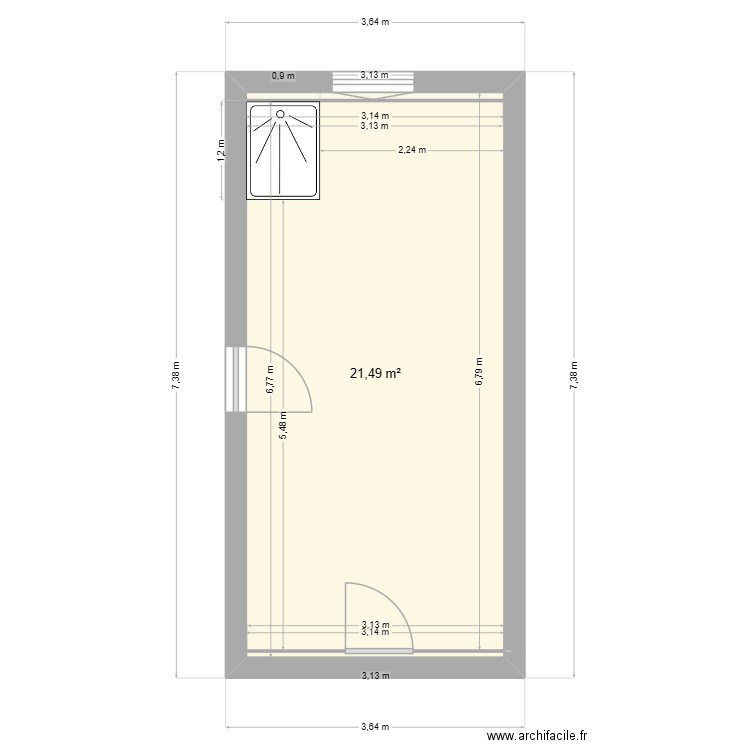 garage. Plan de 1 pièce et 21 m2