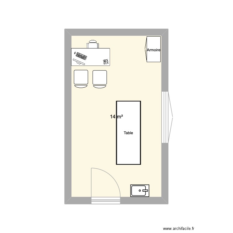 Consulte Cathy 1. Plan de 1 pièce et 14 m2