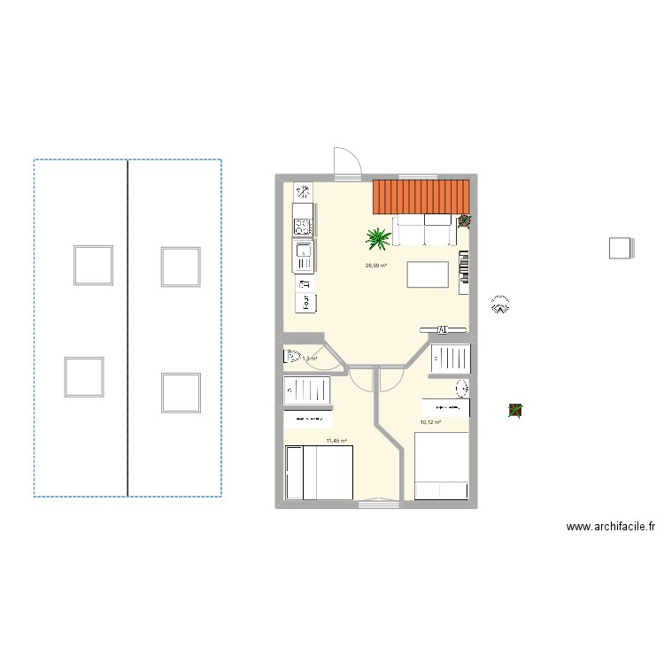 Wittersdorf 1.4. Plan de 4 pièces et 50 m2