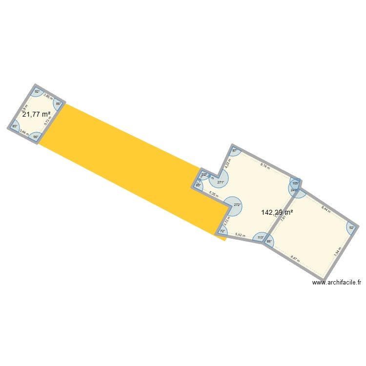 parcelle en état. Plan de 2 pièces et 164 m2