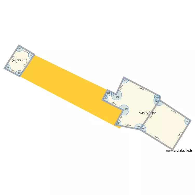 parcelle en &eacute;tat. Plan de 2  et 164 m²