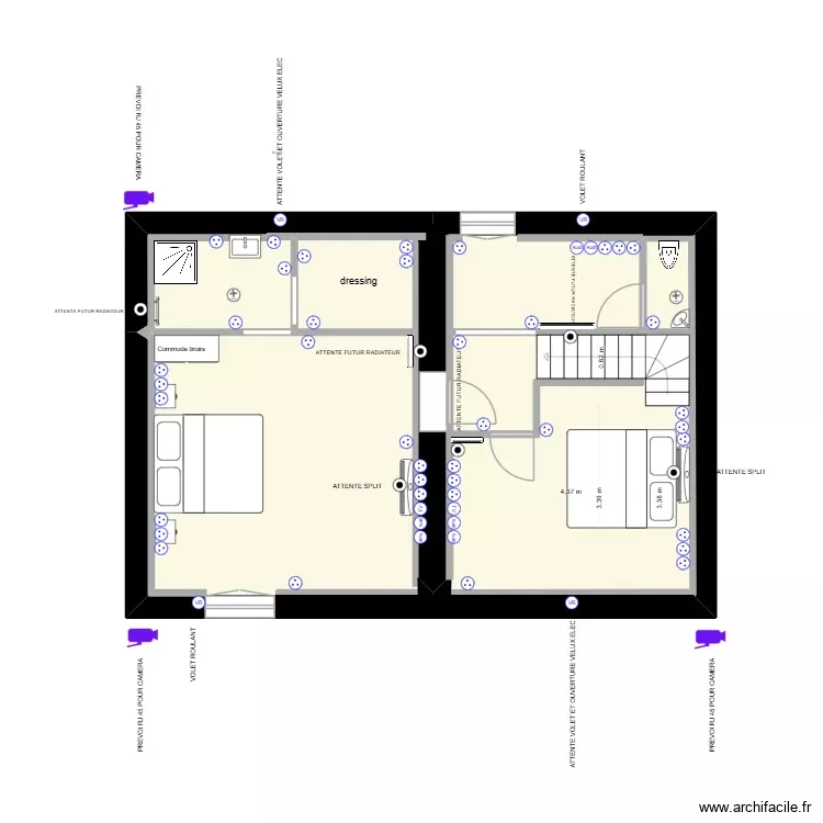 IMPLANTATION PRISES ETAGE. Plan de 1 Pièce et 60 m²
