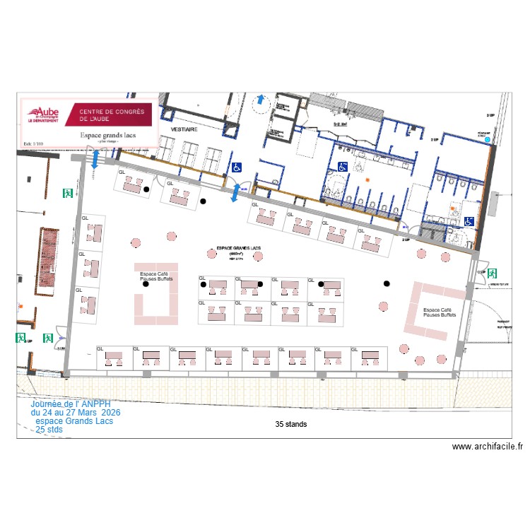 Journée de l' ANPPH du 24 au 27 Mars  2026  espace Grands Lacs  25 stands. Plan de 0 pièce et 0 m2
