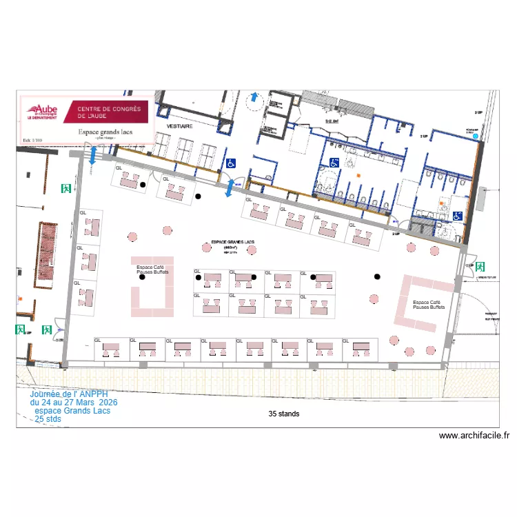 Journ&eacute;e de l' ANPPH du 24 au 27 Mars  2026  espace Grands Lacs  25 stands. Plan de 