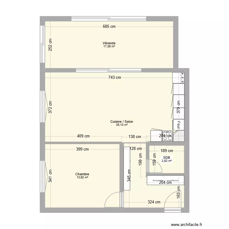 Saillon. Plan de 4 Pièces et 69 m² Saillon. Plan de 4 Pièces et 69 m²
