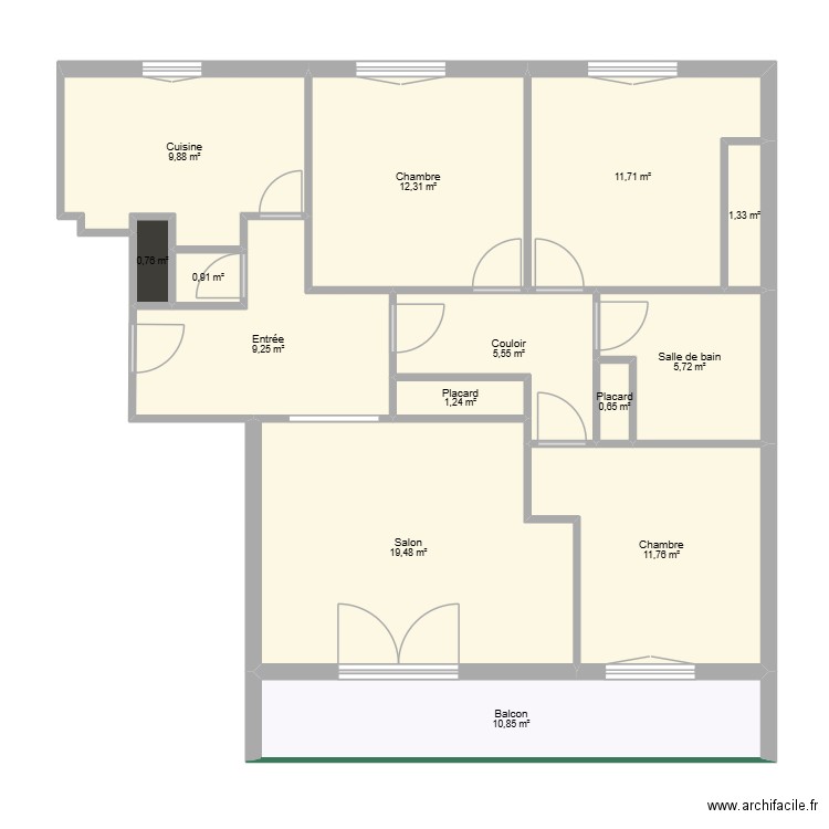 appartement. Plan de 14 pièces et 101 m2