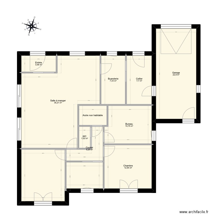Version définitive. Plan de 11 pièces et 130 m2