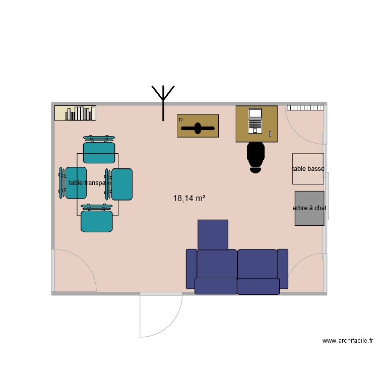 Séjour actuel. Plan de 1 pièce et 18 m2