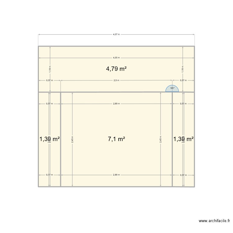 Plan de facade. Plan de 4 pièces et 15 m2
